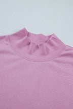 Black Solid Color High Neck Cap Sleeve Loose Top