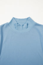 Black Solid Color High Neck Cap Sleeve Loose Top