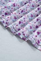Purple Plus Size Floral Print Square Neck Smocked Maxi Dress