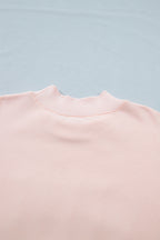 Light Pink BLESSED Embroidered Trim Patch Graphic Plus Size Mock Neck Sweatshirt