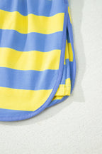 Yellow Stripe Dolman Tee Drawstring Skort Athletic 2pcs Set