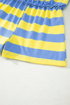 Yellow Stripe Dolman Tee Drawstring Skort Athletic 2pcs Set