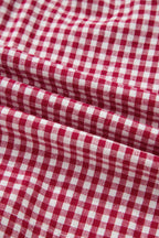 Red Contrast Trim Plaid Print Plus Size Shorts